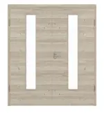 Frontansicht von HÖRMANN Doppelflügeltür Gebürstete Lärche hell quer Duradecor ProLine mit Lichtausschnitt LA 24 mittig mit Zarge