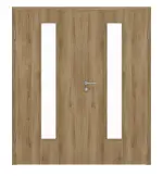 Frontansicht von HÖRMANN Doppelflügeltür Natureiche Duradecor ProLine mit Lichtausschnitt LA 24 mittig mit Zarge