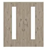 Frontansicht von HÖRMANN Doppelflügeltür Nordeiche Duradecor ProLine mit Lichtausschnitt LA 24 mittig mit Zarge