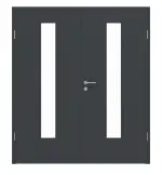 Frontansicht von Doppelflügeltür LA 24 mittig ProLine Anthrazit RAL 7016 Lack inkl. Zarge - Hörmann