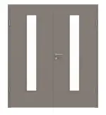 Frontansicht von Doppelflügeltür LA 24 mittig ProLine Taupe RAL 7048 Lack inkl. Zarge - Hörmann