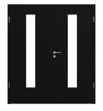 Frontansicht von Doppelflügeltür LA-24 mittig ProLine Schwarz RAL 9005 Lack inkl. Zarge - Hörmann