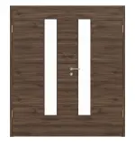 Frontansicht von HÖRMANN Doppelflügeltür Alpineiche quer Duradecor ProLine mit Lichtausschnitt LA 24 schlossseitig mit Zarge