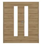 Frontansicht von HÖRMANN Doppelflügeltür Natureiche quer Duradecor ProLine mit Lichtausschnitt LA 24 schlossseitig mit Zarge