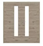 Frontansicht von HÖRMANN Doppelflügeltür Nordeiche quer Duradecor ProLine mit Lichtausschnitt LA 24 schlossseitig mit Zarge