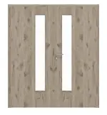 Frontansicht von HÖRMANN Doppelflügeltür Nordeiche Duradecor ProLine mit Lichtausschnitt LA 24 schlossseitig mit Zarge