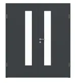 Frontansicht von Doppelflügeltür LA 24 schlossseitig ProLine Anthrazit RAL 7016 Lack inkl. Zarge - Hörmann