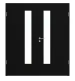 Frontansicht von Doppelflügeltür LA-24 schlossseitig ProLine Schwarz RAL 9005 Lack inkl. Zarge - Hörmann