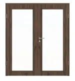 Frontansicht von HÖRMANN Doppelflügeltür Alpineiche Duradecor ProLine mit Lichtausschnitt LA 27 mit Zarge