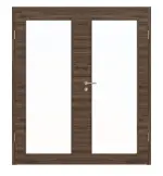 Frontansicht von HÖRMANN Doppelflügeltür Alpineiche quer Duradecor ProLine mit Lichtausschnitt LA 27 mit Zarge