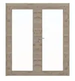 Frontansicht von HÖRMANN Doppelflügeltür Nordeiche quer Duradecor ProLine mit Lichtausschnitt LA 27 mit Zarge