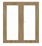 Frontansicht von HÖRMANN Doppelflügeltür Natureiche Duradecor ProLine mit Lichtausschnitt LA 27 mit Zarge