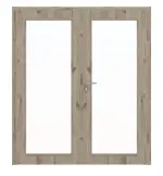 Frontansicht von HÖRMANN Doppelflügeltür Nordeiche Duradecor ProLine mit Lichtausschnitt LA 27 mit Zarge