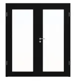 Frontansicht von Doppelflügeltür LA-27 ProLine Schwarz RAL 9005 Lack inkl. Zarge - Hörmann