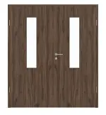 Frontansicht von HÖRMANN Doppelflügeltür Alpineiche Duradecor ProLine mit Lichtausschnitt LA 4 mittig mit Zarge