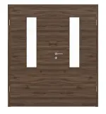 Frontansicht von HÖRMANN Doppelflügeltür Alpineiche quer Duradecor ProLine mit Lichtausschnitt LA 4 mittig mit Zarge