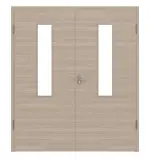 Frontansicht von Graueiche quer LA 4 mittig ProLine Duradecor Doppelflügeltür inkl. Zarge - Hörmann