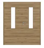Frontansicht von HÖRMANN Doppelflügeltür Natureiche quer Duradecor ProLine mit Lichtausschnitt LA 4 mittig mit Zarge