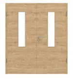 Frontansicht von Wildeiche quer LA 4 mittig ProLine Duradecor Doppelflügeltür inkl. Zarge - Hörmann