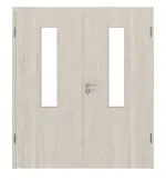Frontansicht von Gebürstete Salzeiche LA 4 mittig ProLine Duradecor Doppelflügeltür inkl. Zarge - Hörmann