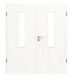 Frontansicht von Pino Weiß LA 4 mittig Basic Durat Doppelflügeltür inkl. Zarge - Huga