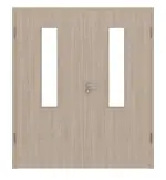 Frontansicht von Eiche grau LA 4 mittig Basic Durat Doppelflügeltür inkl. Zarge - Huga