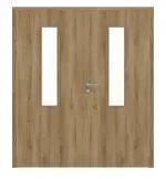 Frontansicht von HÖRMANN Doppelflügeltür Natureiche Duradecor ProLine mit Lichtausschnitt LA 4 mittig mit Zarge