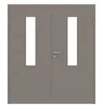 Frontansicht von Doppelflügeltür LA 4 mittig Basic Taupe RAL 7048 Lack inkl. Zarge - Huga