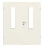 Frontansicht von Weiß ähnlich RAL 9010 LA 4 mittig Basic Lack Doppelflügeltür inkl. Zarge - Huga