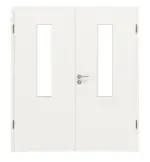 Frontansicht von Weiß RAL 9016 LA 4 mittig ProLine Duradecor Doppelflügeltür inkl. Zarge - Hörmann