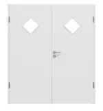 Frontansicht von Bütte Weiß LA 6 Raute Basic Durat Doppelflügeltür inkl. Zarge - Huga