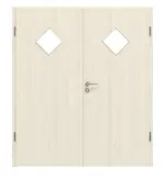 Frontansicht von Lärche lasiert LA 6 Raute Basic Durat Doppelflügeltür inkl. Zarge - Huga