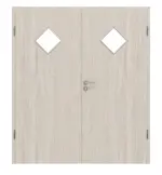 Frontansicht von Eiche lasiert LA 6 Raute Basic Durat Doppelflügeltür inkl. Zarge - Huga