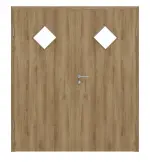 Frontansicht von HÖRMANN Doppelflügeltür Natureiche Duradecor ProLine mit Lichtausschnitt LA 6 Raute mit Zarge