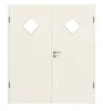 Frontansicht von Reinweiß RAL 9010 LA 6 Raute ProLine Lack Doppelflügeltür inkl. Zarge - Hörmann