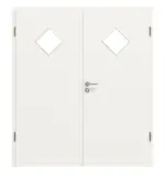 Frontansicht von Verkehrsweiß RAL 9016 LA 6 Raute ProLine Lack Doppelflügeltür inkl. Zarge - Hörmann