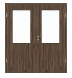 Frontansicht von HÖRMANN Doppelflügeltür Alpineiche Duradecor ProLine mit Lichtausschnitt LA 7 mit Zarge