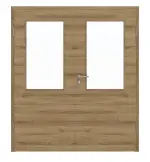 Frontansicht von HÖRMANN Doppelflügeltür Natureiche quer Duradecor ProLine mit Lichtausschnitt LA 7 mit Zarge