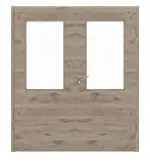 Frontansicht von HÖRMANN Doppelflügeltür Nordeiche quer Duradecor ProLine mit Lichtausschnitt LA 7 mit Zarge