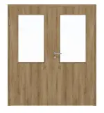 Frontansicht von HÖRMANN Doppelflügeltür Natureiche Duradecor ProLine mit Lichtausschnitt LA 7 mit Zarge