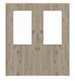 Frontansicht von HÖRMANN Doppelflügeltür Nordeiche Duradecor ProLine mit Lichtausschnitt LA 7 mit Zarge