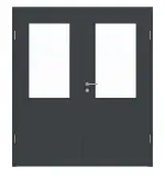 Frontansicht von Doppelflügeltür LA 7 Basic Anthrazit RAL 7016 Lack inkl. Zarge - Huga