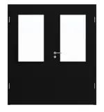 Frontansicht von Doppelflügeltür LA-7 ProLine Schwarz RAL 9005 Lack inkl. Zarge - Hörmann