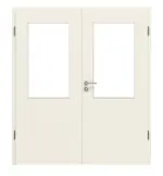 Frontansicht von Weiß ähnlich RAL 9010 LA 7 Basic Lack Doppelflügeltür inkl. Zarge - Huga