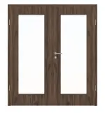 Frontansicht von HÖRMANN Doppelflügeltür Alpineiche Duradecor ProLine mit Lichtausschnitt LA 8 mit Zarge