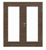 Frontansicht von HÖRMANN Doppelflügeltür Alpineiche quer Duradecor ProLine mit Lichtausschnitt LA 8 mit Zarge