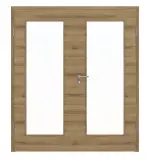 Frontansicht von HÖRMANN Doppelflügeltür Natureiche quer Duradecor ProLine mit Lichtausschnitt LA 8 mit Zarge