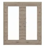 Frontansicht von HÖRMANN Doppelflügeltür Nordeiche quer Duradecor ProLine mit Lichtausschnitt LA 8 mit Zarge