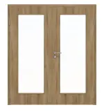 Frontansicht von HÖRMANN Doppelflügeltür Natureiche Duradecor ProLine mit Lichtausschnitt LA 8 mit Zarge