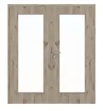 Frontansicht von HÖRMANN Doppelflügeltür Nordeiche Duradecor ProLine mit Lichtausschnitt LA 8 mit Zarge